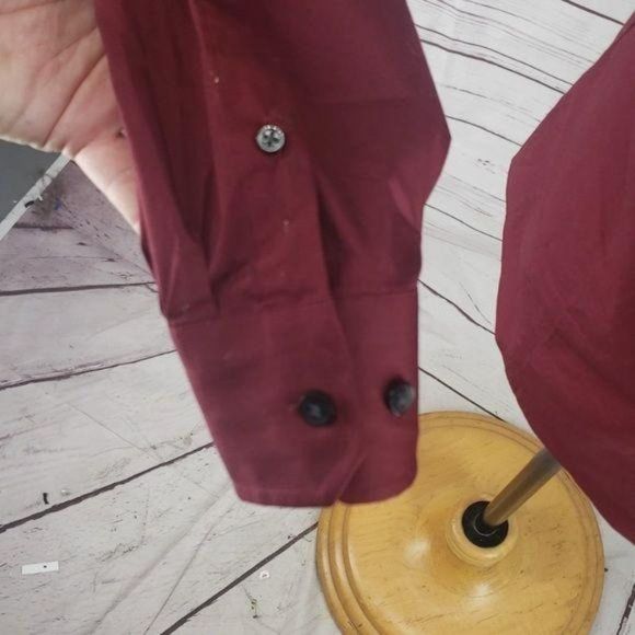 Express Men's Burgundy Fitted Button Down Long Sleeve Nice Shirt Size Large - Picture 9 of 10